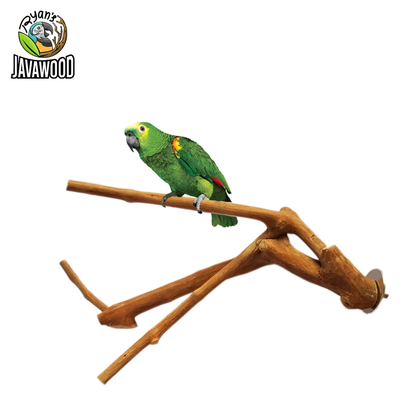 2020 New Design Nature Wood Hanging Pet Ladder Rack Solid Pattern Play Toys Bird Perch Stand from Indonesia