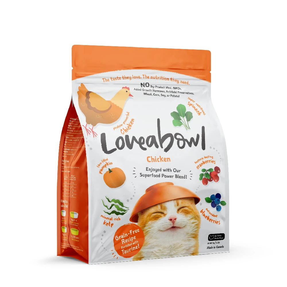 Сухая еда для кошек от канадского происхождения, бренд Loveabowl, 2,20 фунтов, смешанные овощи Omega 6, корм для кошек со вкусом курицы