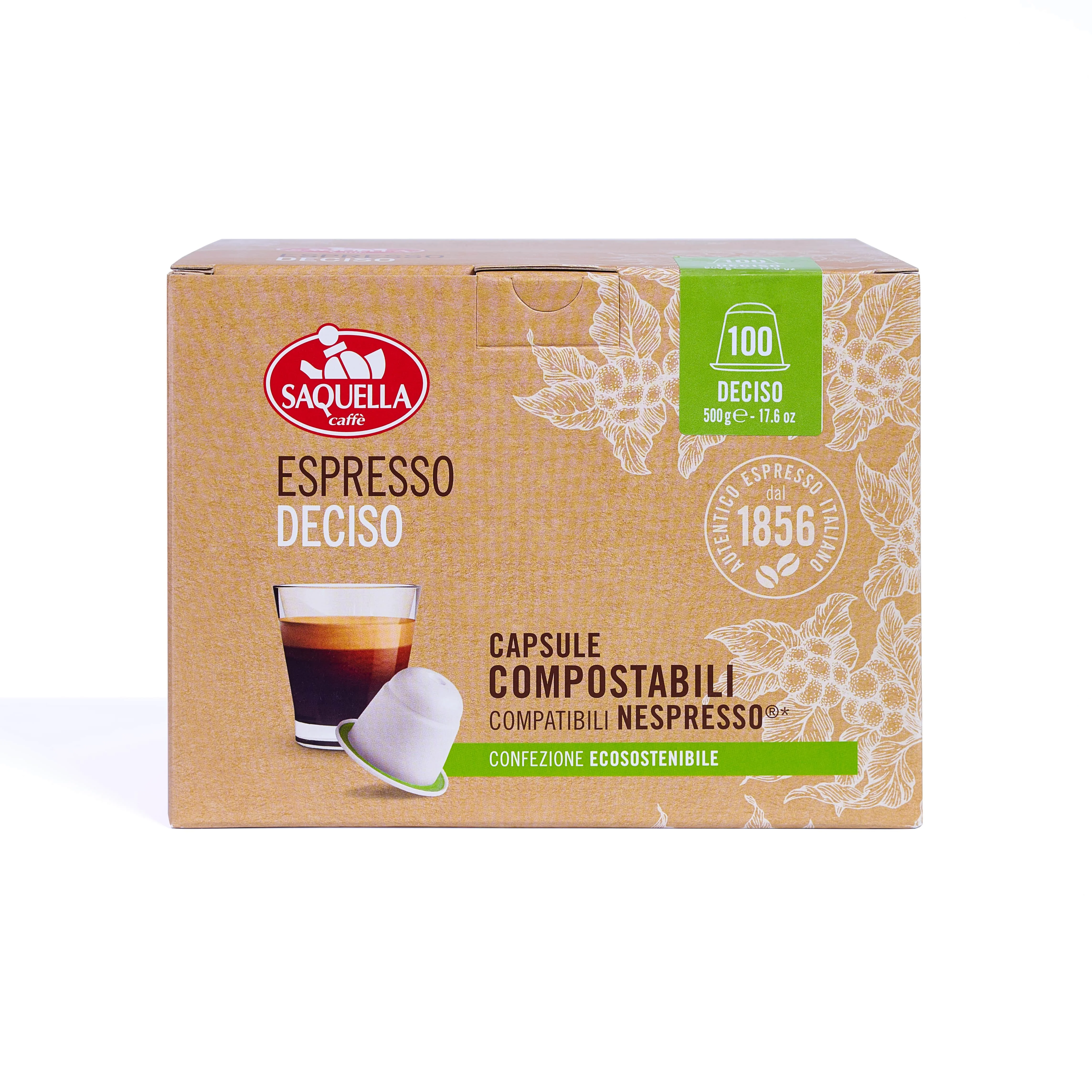 
Made in Italy 100 Compostable Capsules Nespresso Compatible Espresso Coffee for everyday 