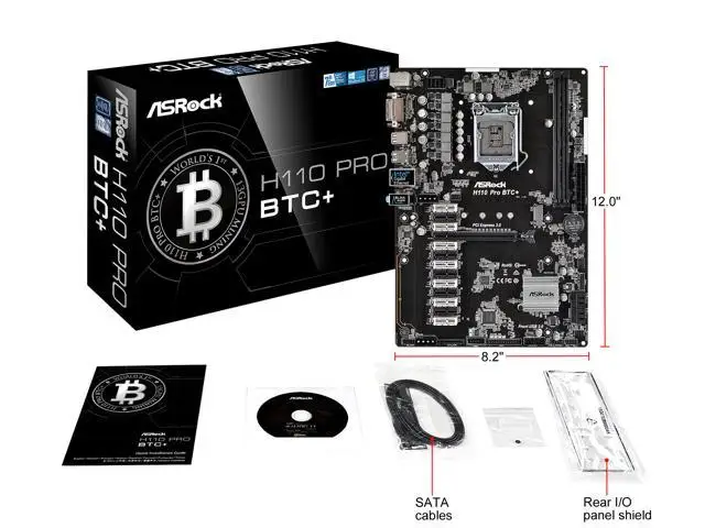 
ASRock H110 Pro BTC+ 13 GPU ATX DDR4-SDRAM Mining Motherboard Cryptocurrency 