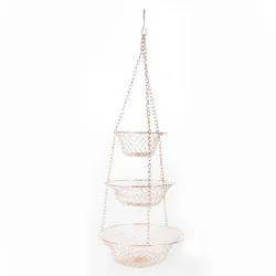 New Fancy Heavy Duty Metallic 3 Tier Hanging Basket Chain for Space Saving of Fruit Chicken Flower Plant Potato Onion