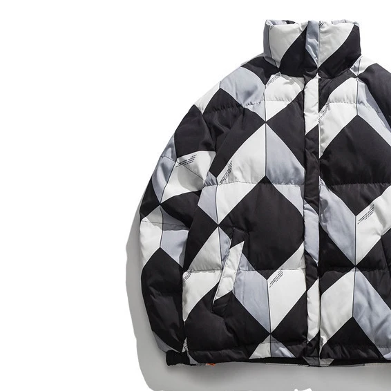 Оригинальный производитель зимняя мужская стеганая куртка-пуховик контрастных цветов с 3d принтом синель вышивка пуховик зимние куртки из органического хлопка