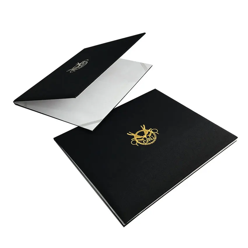 custom foil stamped logo A4 leather diploma cover certificate holder