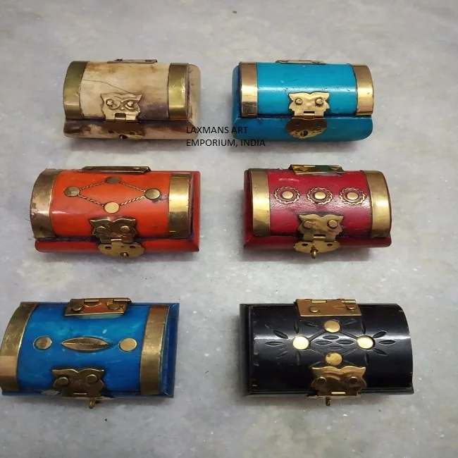 Handmade Vintage Coloured Bone Small Jewelry Storage Boxes For Bulk Wholesale Export From India