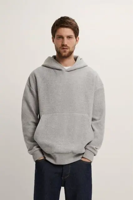 Толстовка мужская с капюшоном флисовая дышащая толстовка из смеси хлопка Мягкий Свитшот унисекс против морщин коричневого цвета на заказ