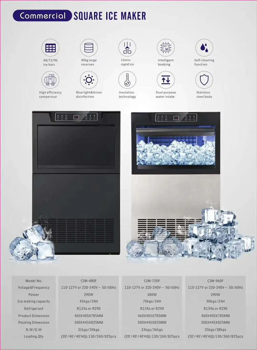 70 кг коммерческое использование льда кубик льда Большой льда