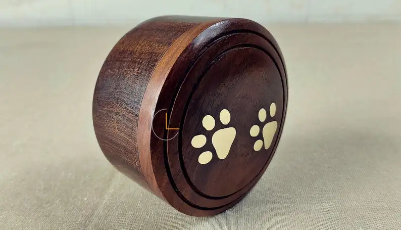 Урна для домашних животных винтажная Life Inc. Из латуни с лапами из индийского палисандра урна кремации ясеня памяти в цилиндрической форме