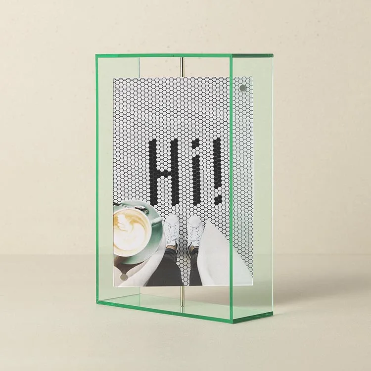 
100x150mm Original Modern Design Spinning Box Fits 2 Photos Rectangle Acrylic Floating Frame 