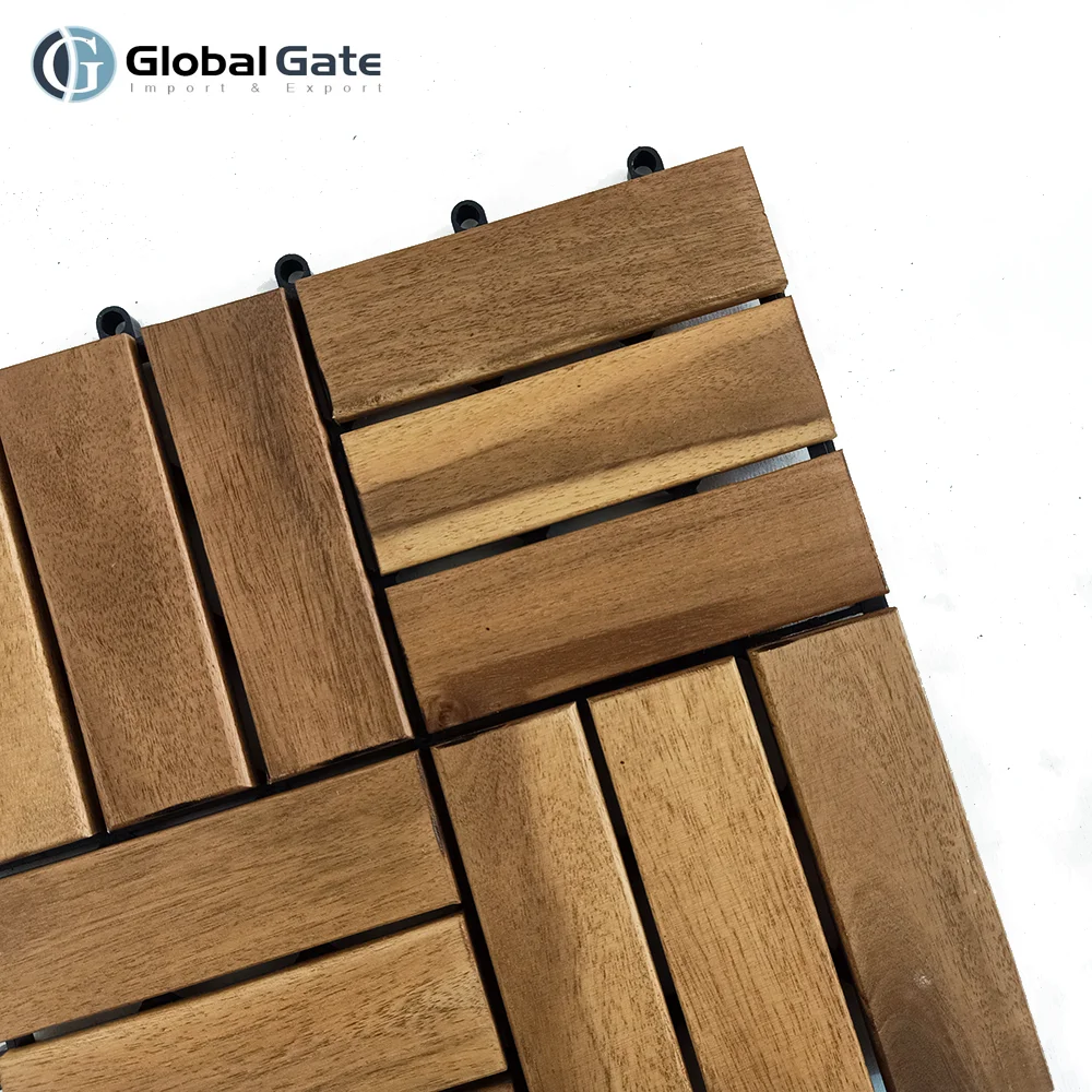 
Acacia outdoor wood flooring interlocking floor deck tiles for garden 