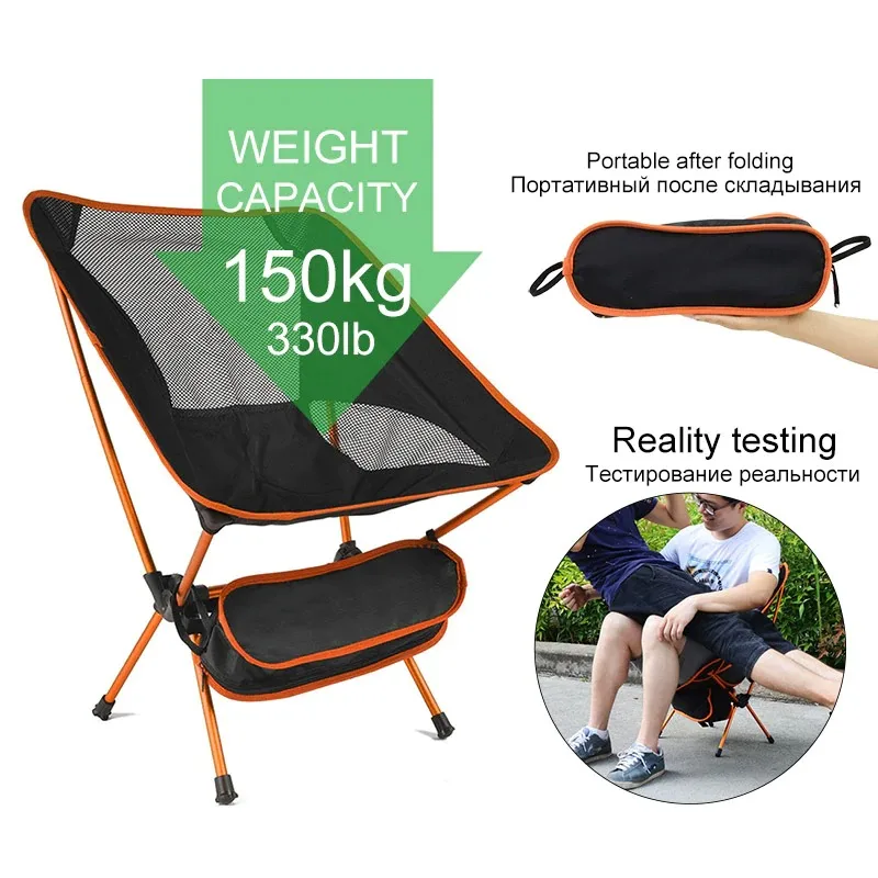 Travel Ultralight Folding Chair High Load Outdoor Camping Chair Portable Beach Hiking Picnic Seat Fishing Tools Chair