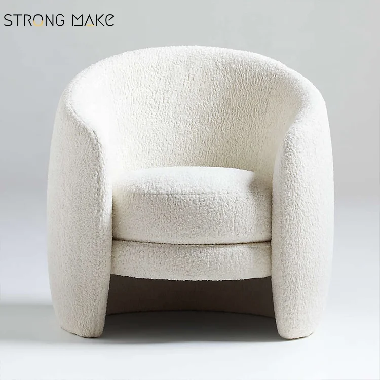 Luxury Nordic Mid Century Modern Comfort Arm Sofa Accent Sherpa Living Room Furniture Wholesale Single Chair Armchair