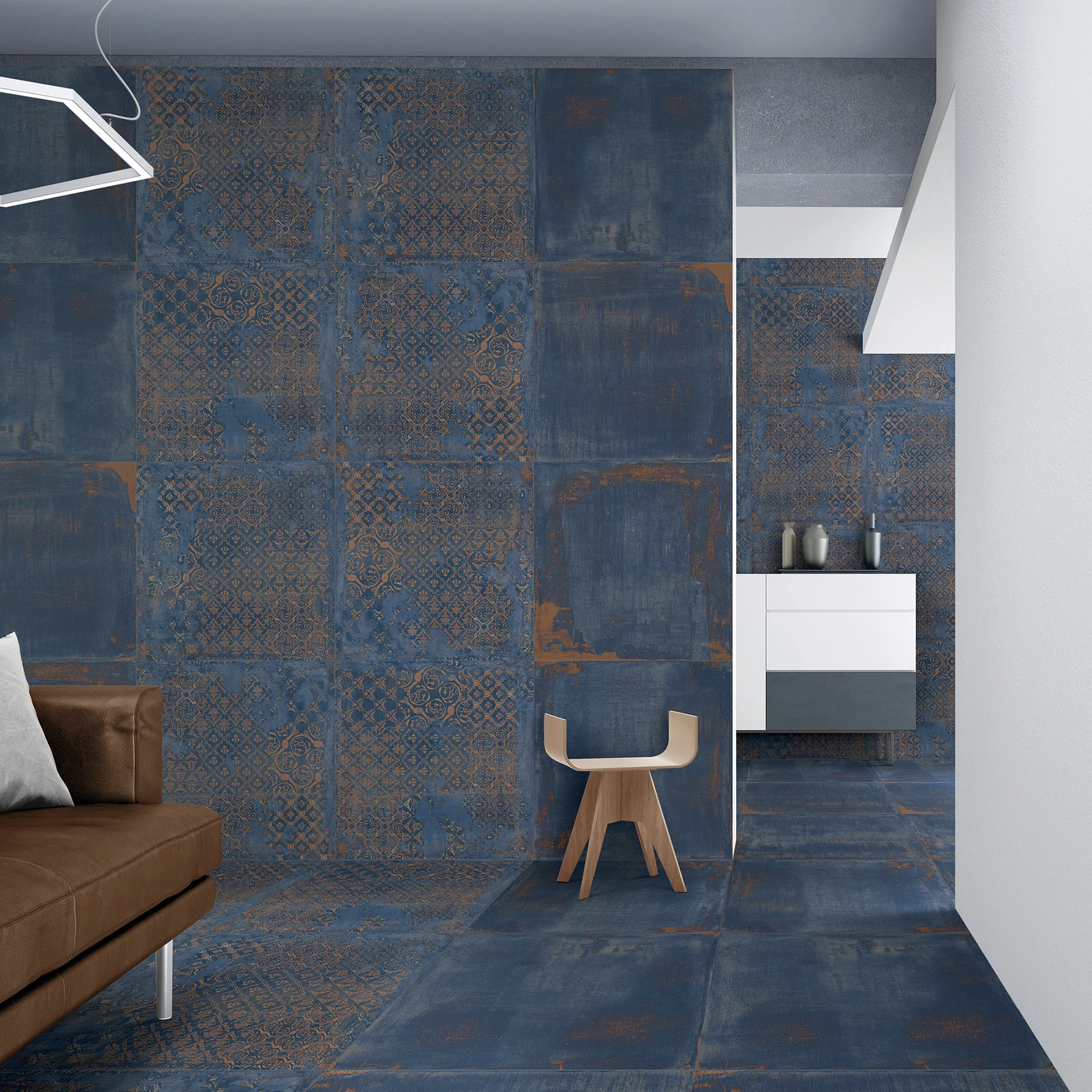 Синяя матовая фарфоровая плитка из денима с декором для пола и стен, декоративное пространство для дома, виллы, гостиницы, зоны 600x600 мм, цементный Рустик