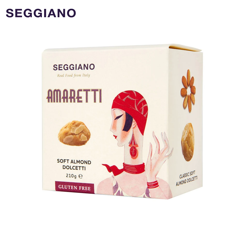 Пищевые напитки, выпечка, печенье Seggiano Amaretti, печенье из мягкого миндаля 210 г