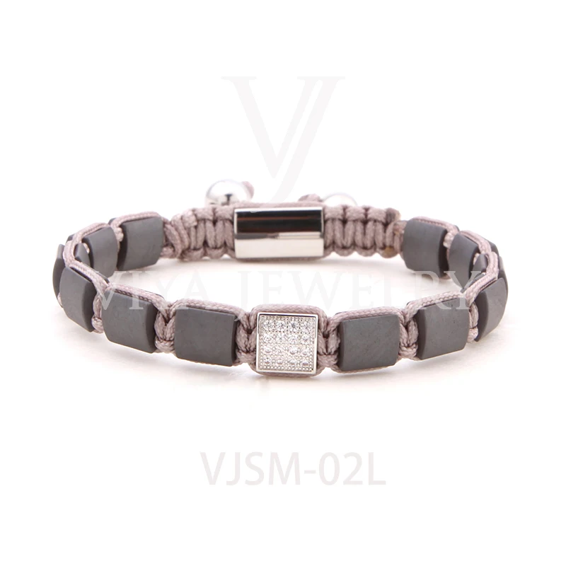 Luxury 10*10mm Square Gemstone Men Bracelet Custom Logo Bracelet
