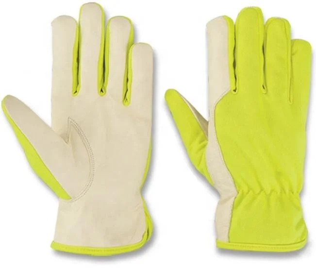 High Quality Hi-Viz Safety Gloves Anti-Cut and Anti-Slip Leather Working Gloves for Hand Protection