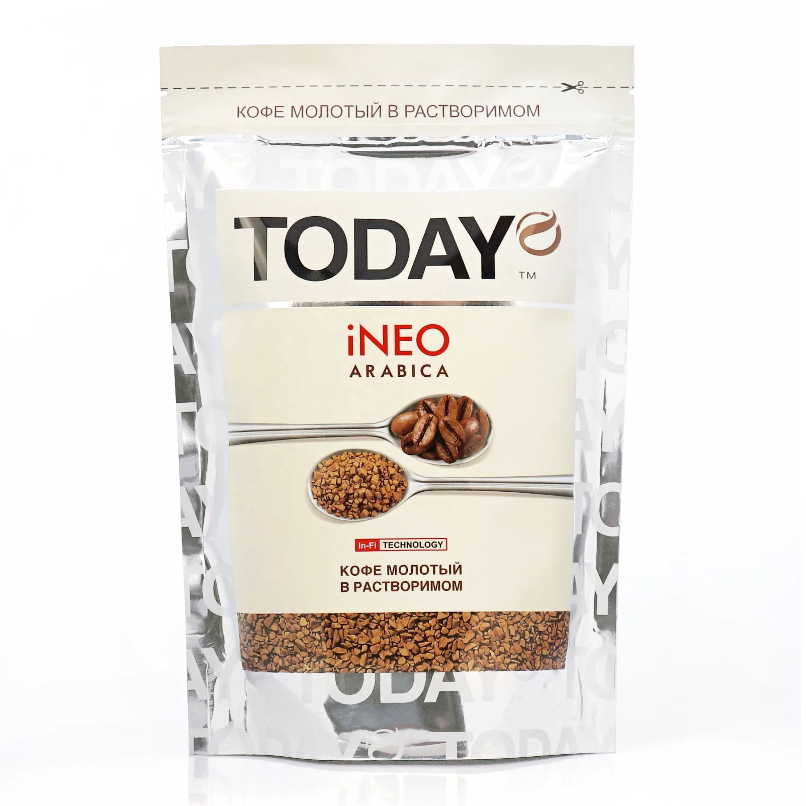 Сегодня iNeo высушенный в замораживании кофе с микрозаземлением в мешочке 150 г.