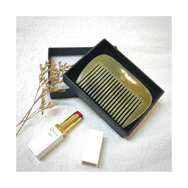 HORN COMB 100% MADE OF VIETNAM  BUFFALO HORN - Luxury handmade Small and short Buffalo Horn Massage, Carving Beauty Comb