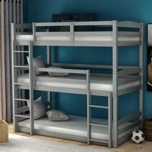 Twin Triple Built-in Ladder and Slide for Kids