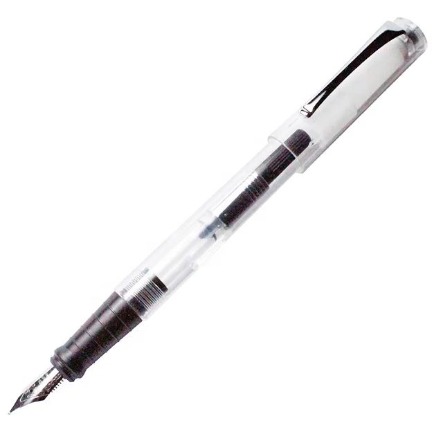
CM09F High Quality Plastic Transparent Fountain Pen with Polished Stainless Steel Nibs 