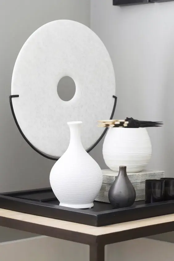 Modern Black Table Object With Marble Top Ring Powder Coating Metal Home Decor Accents Table Top at Wholesale Price From India