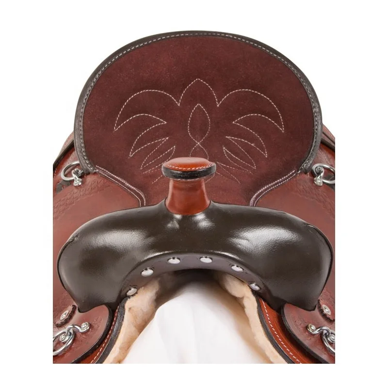 Excellent Barrel Trail Western Horse Saddle Quality Leather with Floral Hand Tooled Fiber Glass Saddle Tree