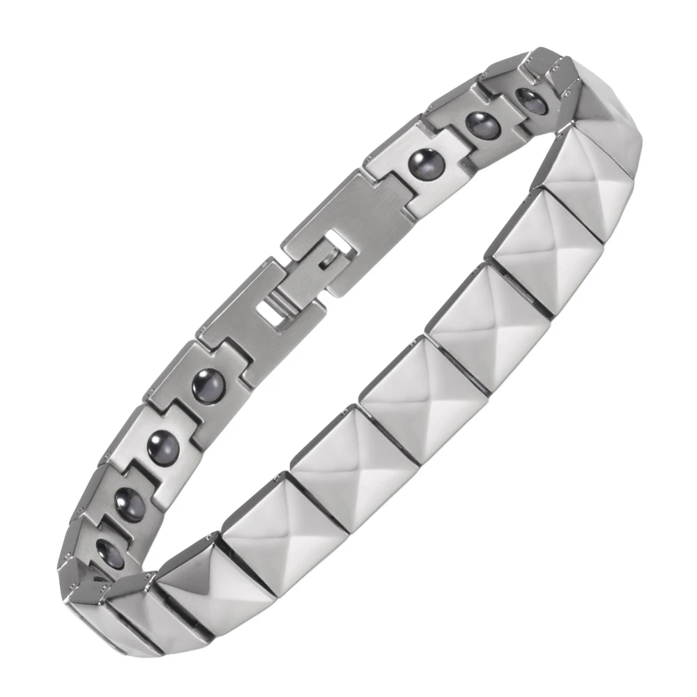 
Sophisticated Multi-Facted Square Power Sports Balance Pure Bio Germanium Magnetic Titanium Bracelet for Women 