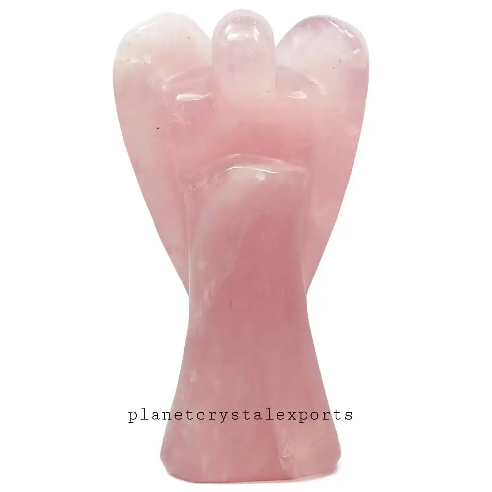Carved Rose Quartz Peace Angel Pocket Guardian Angel Healing Statue 2 inch From PLANET CRYSTAL EXPORTS