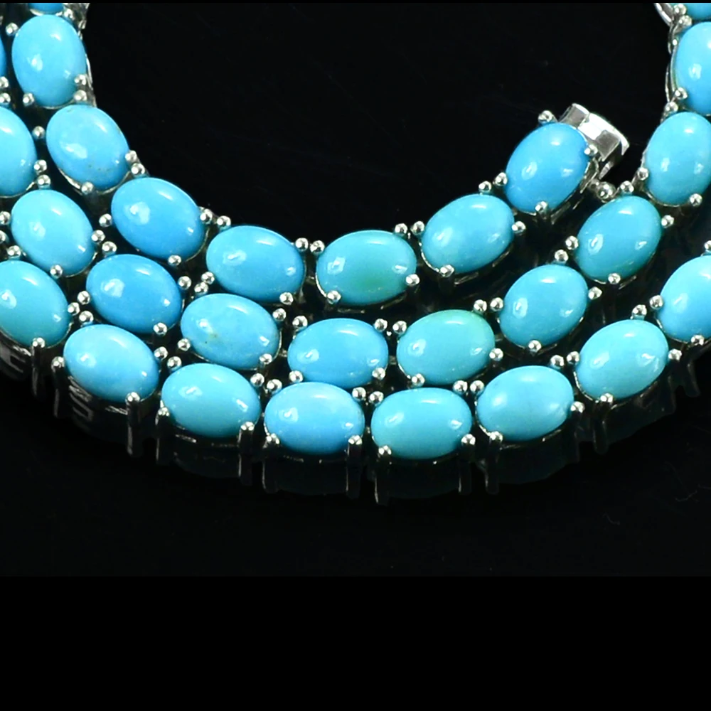 Natural Turquoise 7x5 MM Gemstone 925 Solid Silver For Women Jewelry Designer Necklace Earring Set By Manufacturer Supplier