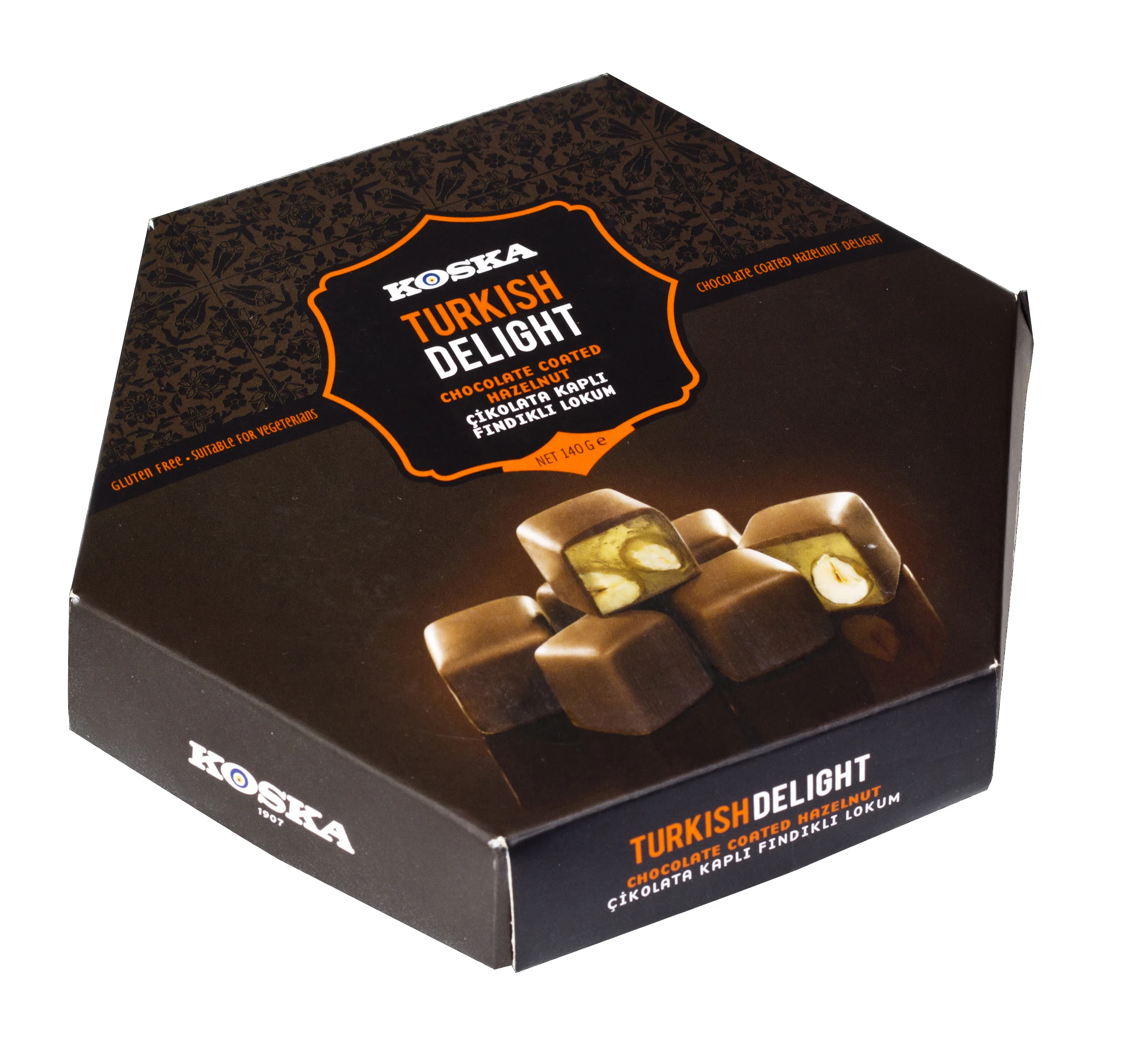 Best Selling Wholesale Product - Turkish Delights - 140 g Chocolate Coated Turkish Delight with Hazelnut