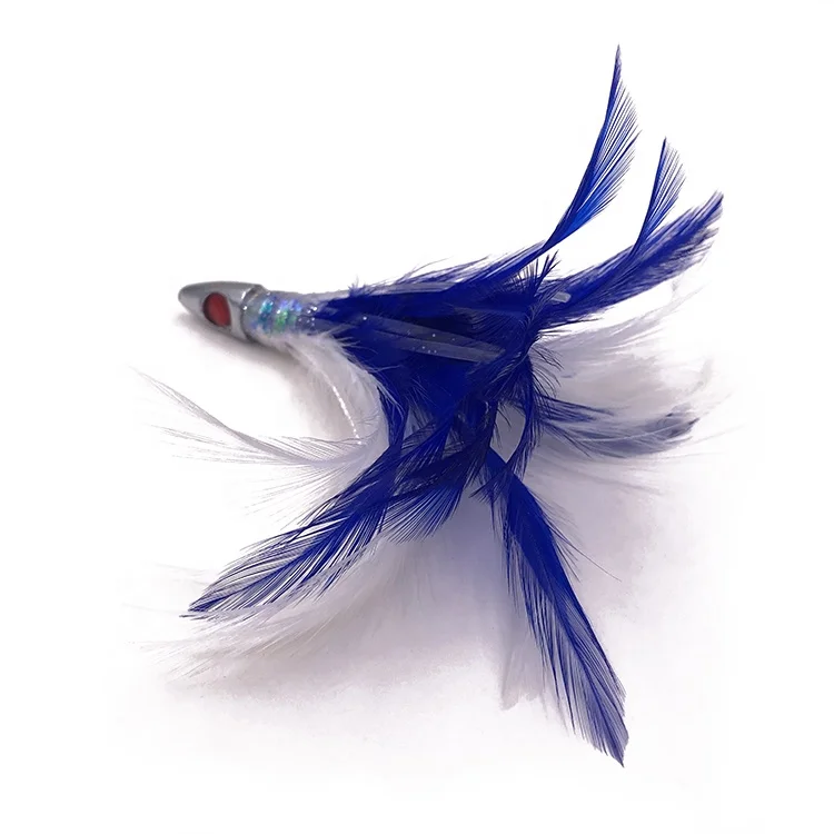 wholesale lead jig tuna feather trolling fishing lures light saltwater trolling fishing tackle
