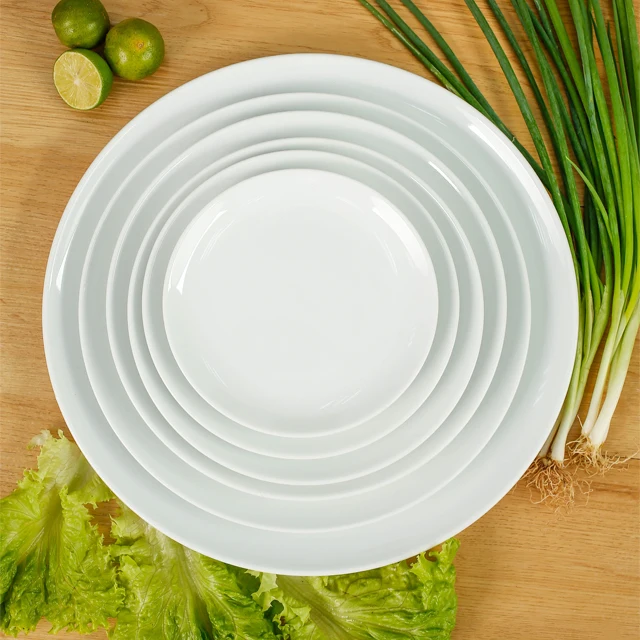 OEM 6' Round dinner plate porcelain tableware for high quality hotels and restaurants wholesale porcelain manufacture