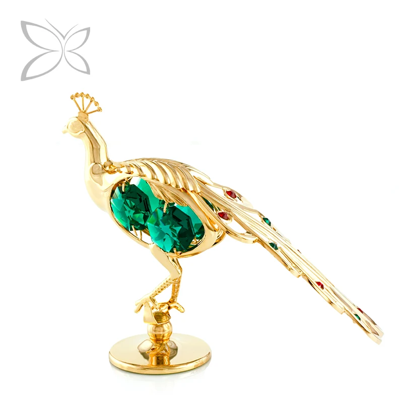 Crystocraft High Craftmanship Gold Plated Metal Peacock Decorated with Brilliant Cut Crystals Wedding Favors