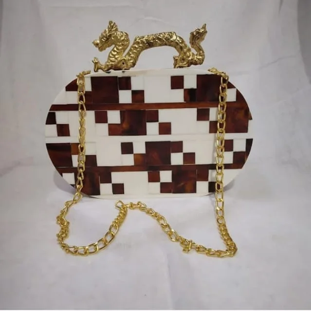 Luxury resin clutch embroidery zardozi pearls square bridal designer gift for her luxury indian wedding nikkah clutch bag