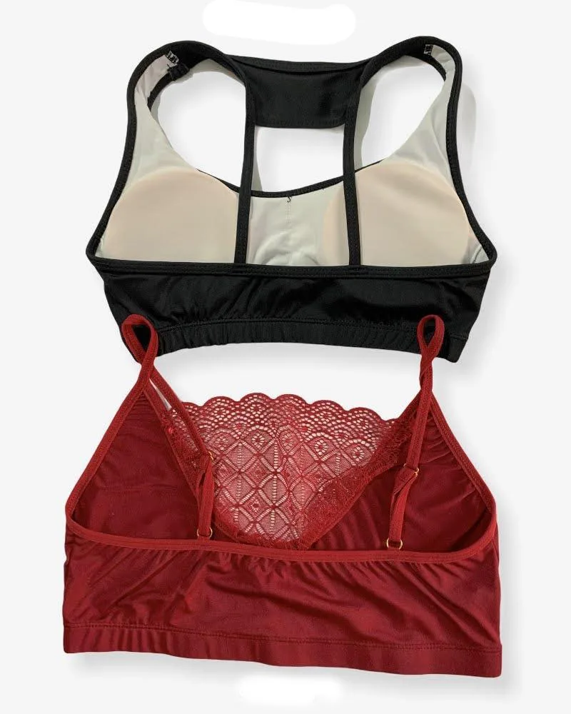 
PACK OF 2 - GIRLS, WOMEN SPORTS NON PADDED BRA LADIES JOGGING BRA IMPORTED STOCKLOT BRANDED SPORTS BRA 