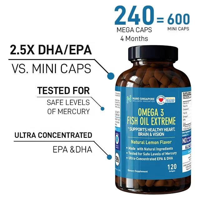 
GMP Certified Facilities All Natural Healthcare supplement Omega3 Fish Oil Capsule Softgel 