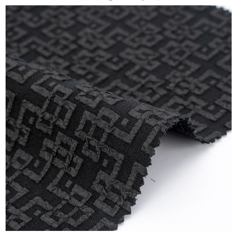 ABAYA FABRIC MANUFACTURER SUPPLY Formal Black Pattern Jacquard 100%Polyester Shinny Fukro Muslim Fabric Material for Abaya