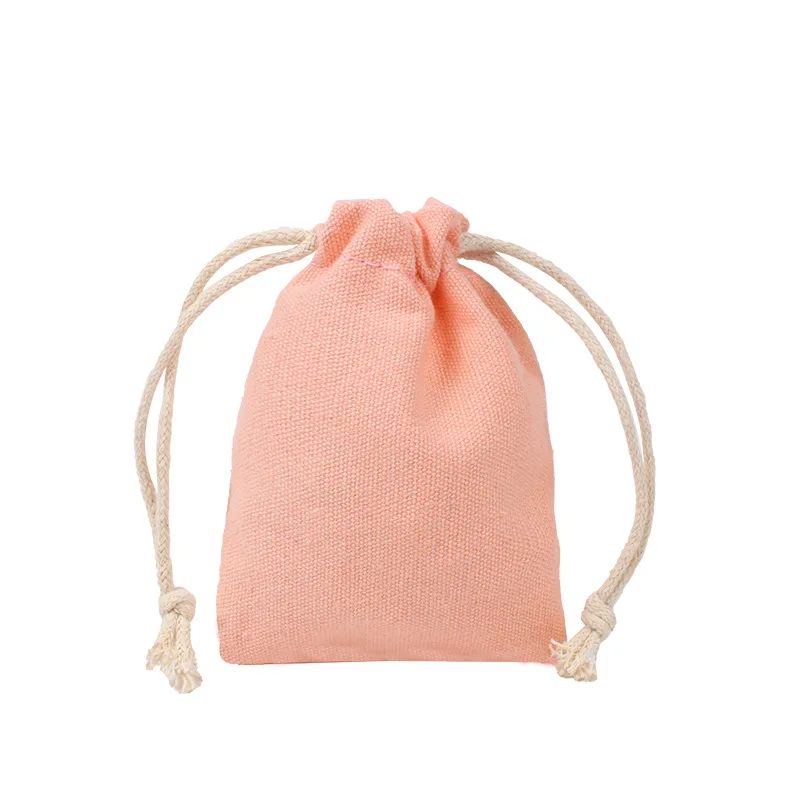 Wholesale Eco Friendly Small Pouch Printing Jewelry Pink Polyester Canvas Cotton Drawstring Bag With Custom Logo