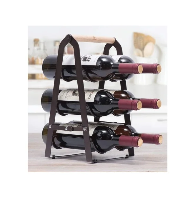 Manufacturer Bottle Design Wine Rack Holder 6 Bottle Hold Metal Aluminium Wall Decorative Bottle Design Wine Rack