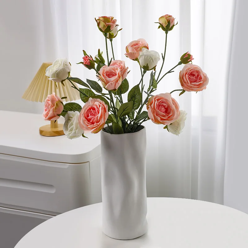 Nordic Wedding Ceramic Vase Decoration Creative Simple White Table Hydroponics Cylindrical Vase