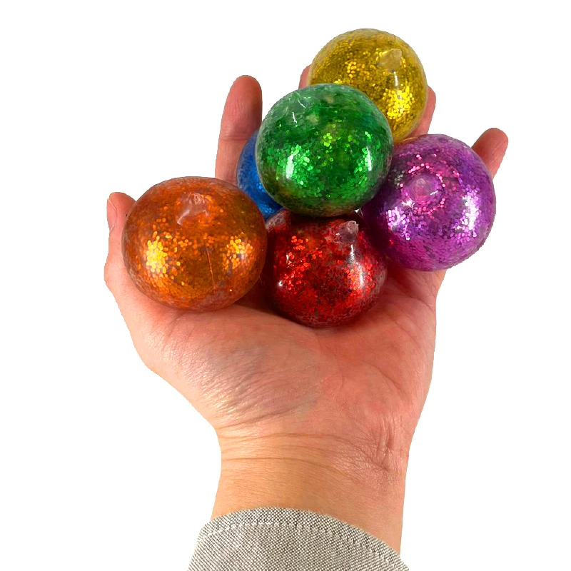 Hot Novelty Promotional Cute Sensory Ball Glitter Candy Small Capsule Stretchy Squeeze Drop Toy for Vending Machine