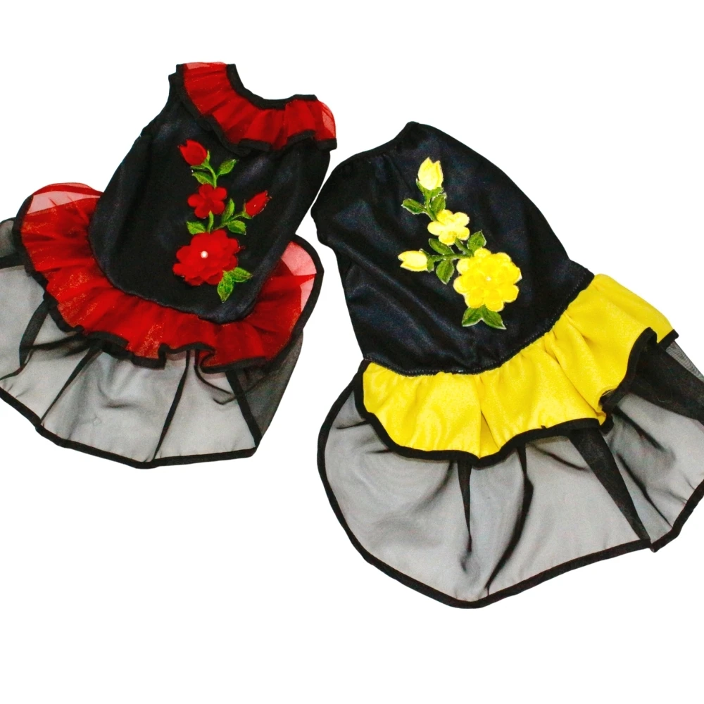 New Design 2021 Chiffon Pleated Round Neck Dress For Pet Dogs Apparel (Small Size)