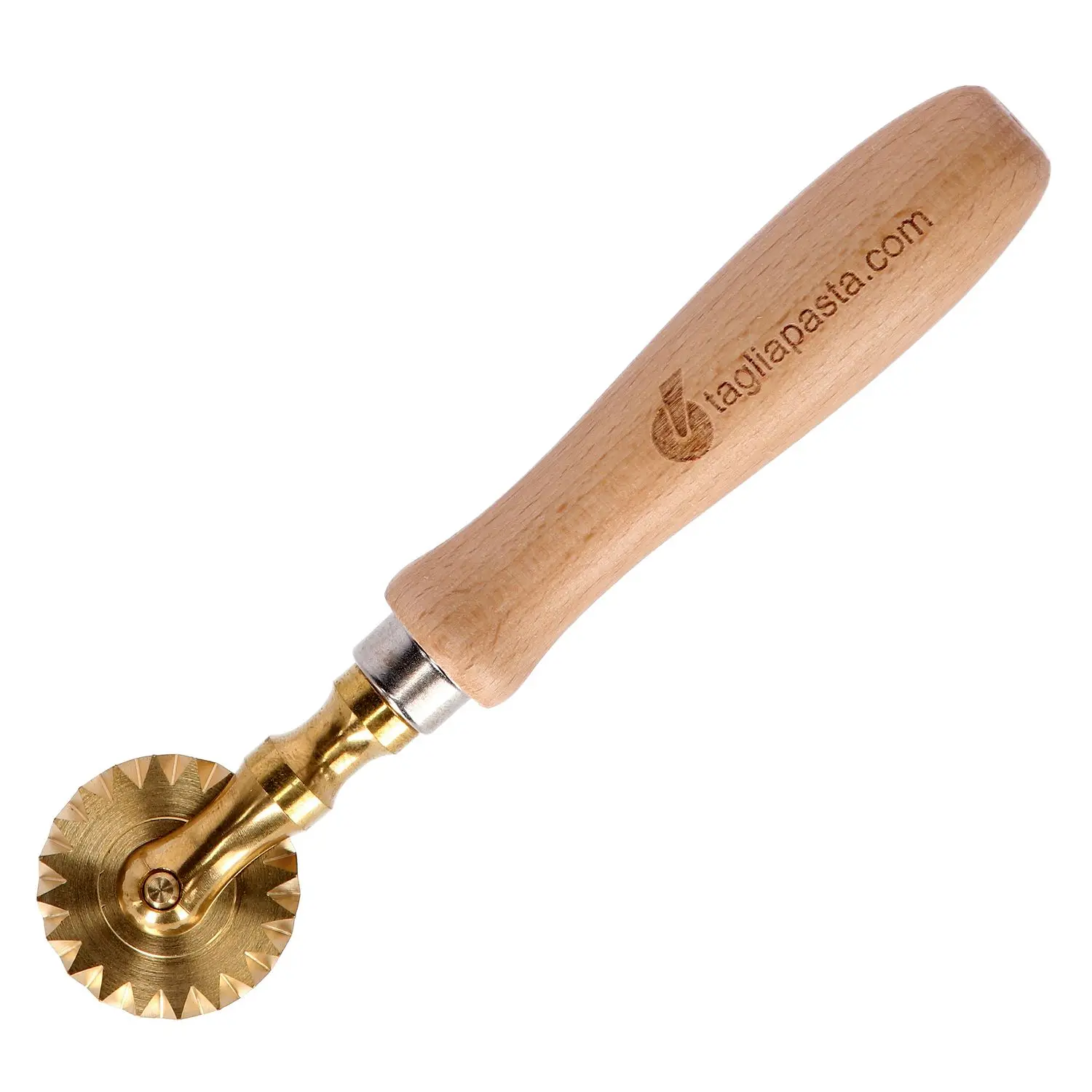 Brass pasta cutter with toothed blade