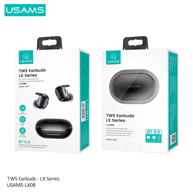 USAMS BT 5.0 Extra Mini TWS True Wireless Sensitive Touch Control Headset Headphone