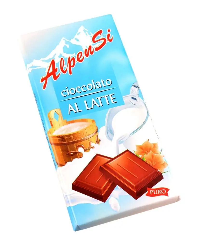 
BAR ITALIAN CHOCOLATE, 100G Chocolate MILK CHOCOLATE WHITE BROWN Solid Black 