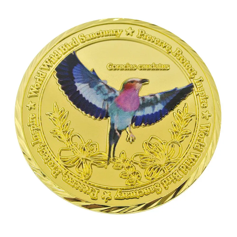  Оптовая продажа дизайнерские металлические монеты с 3d-эффектом и цифровой печатью птиц