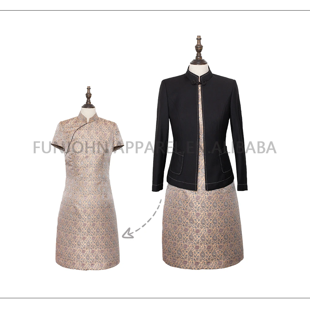 orient-inspired bodycon dress bali hotel japanese restaurant uniformes set