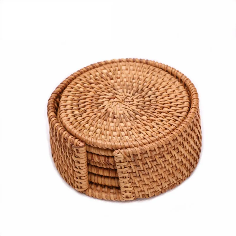 2022 Collection Handmade Rattan Coaster Set Seagrass Coaster Set Made In Vietnam