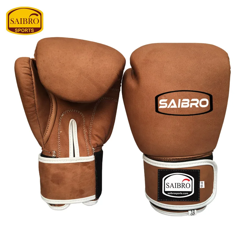Brown Color Custom Logo PU Leather Boxing Gloves for Training