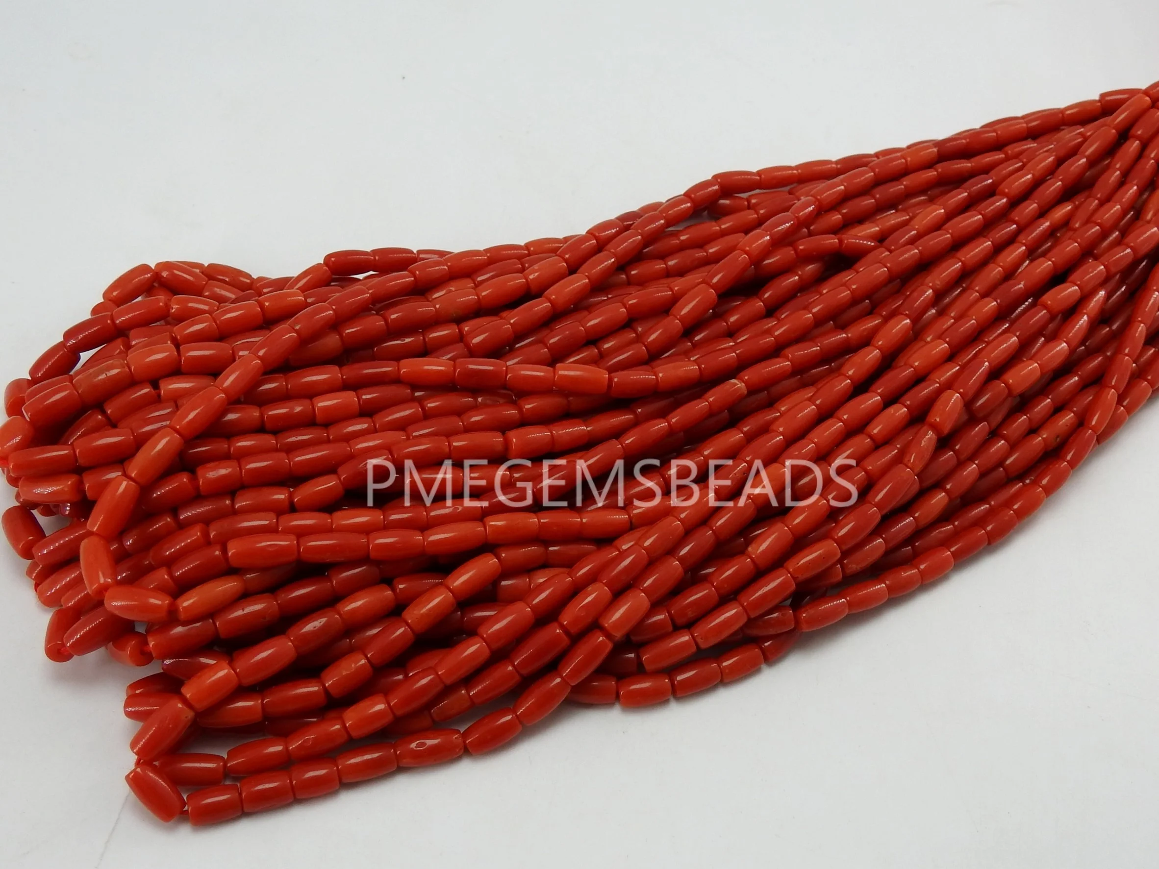 Red Coral Smooth Barrel Bead Drum Cylinder Tube Wholesale Price Natural Loose Stone Necklace Handmade