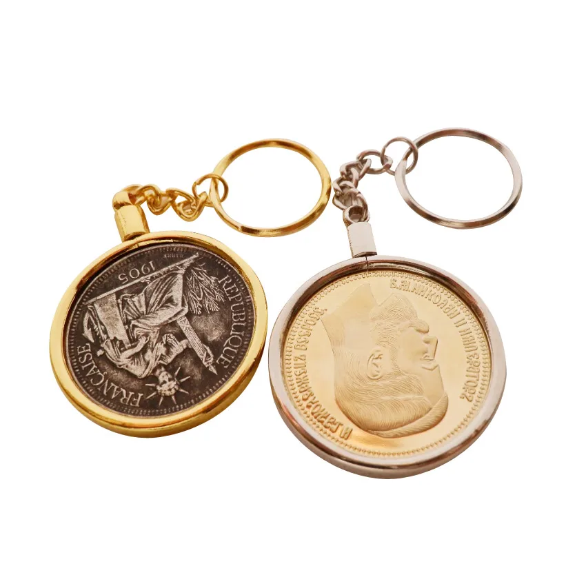 custom metal brass pendant holder coin bezel keychain